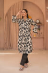 Black & Beige Printed Kurta