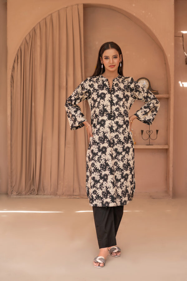 Black & Beige Printed Kurta