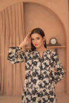 Black & Beige Printed Kurta