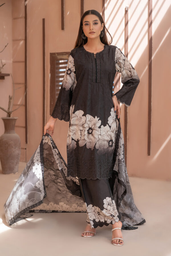 Black Floral Lace Detailed Suit