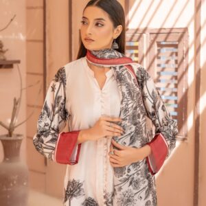 White & Red Botanical 3-Piece Suit