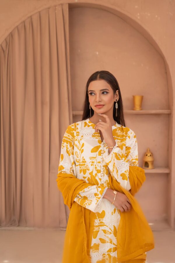 Mustard & White Floral 3-Piece Suit