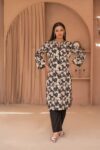 Black & Beige Printed Kurta