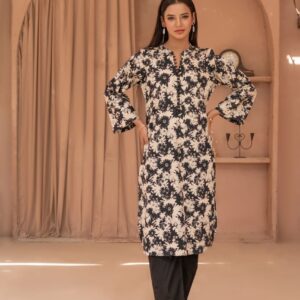 Black & Beige Printed Kurta