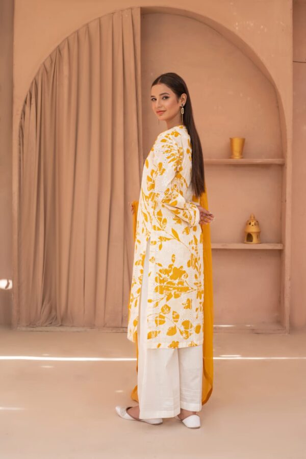 Mustard & White Floral 3-Piece Suit