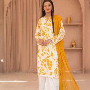 Mustard & White Floral 3-Piece Suit