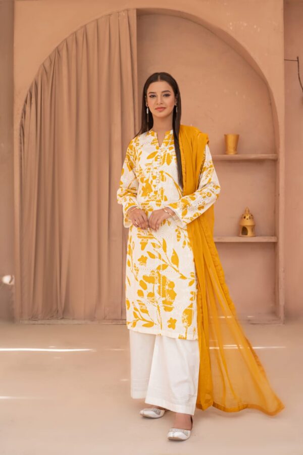 Mustard & White Floral 3-Piece Suit