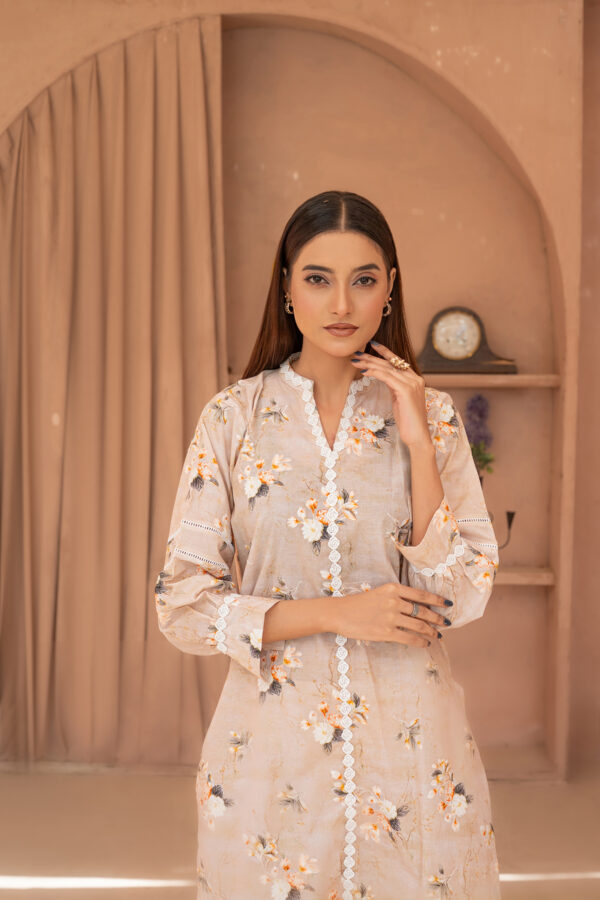 Beige Floral 2 Piece Kurta
